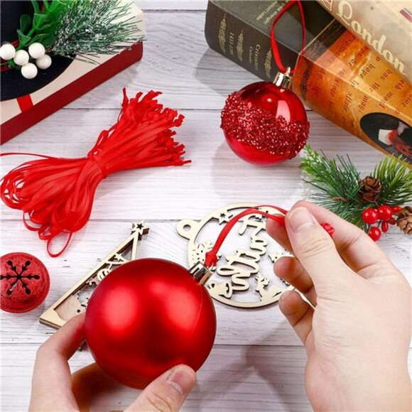 200 Pcs Red Ribbon Hangers Christmas Ornament String Tree Loop Craft Decoration - Picture 2 of 8